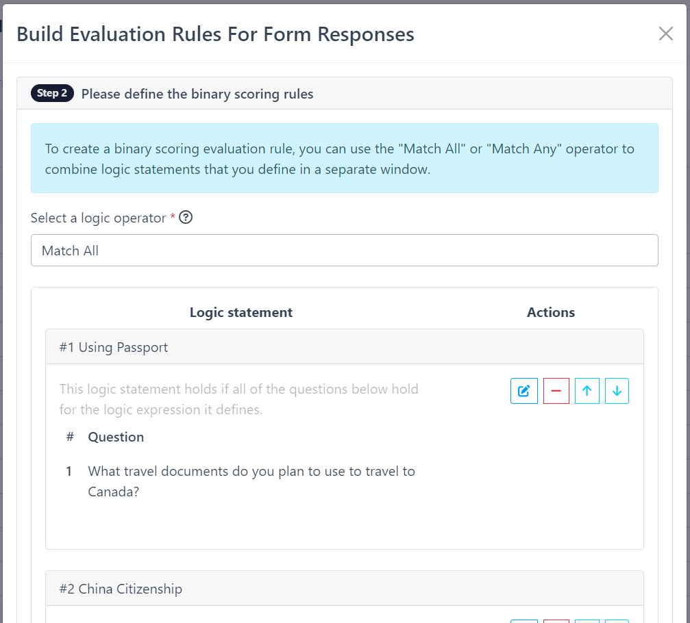 Logic evaluation rules