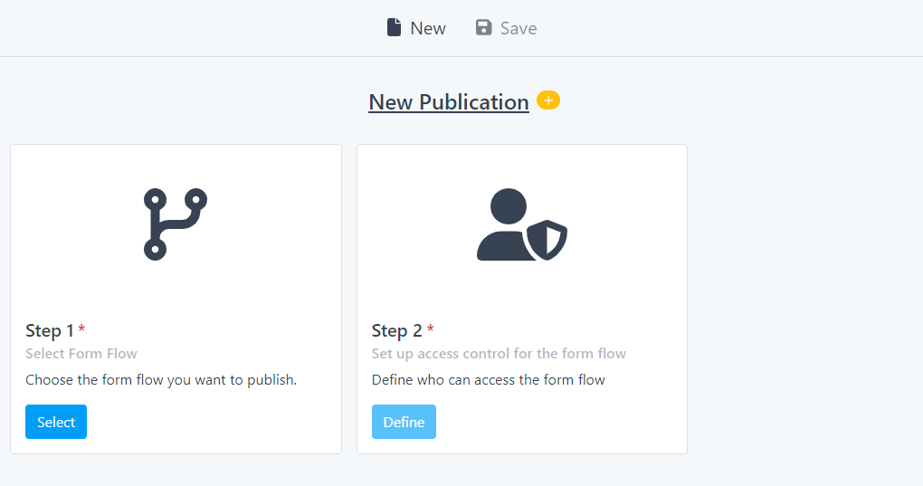 Publish form flow wizard