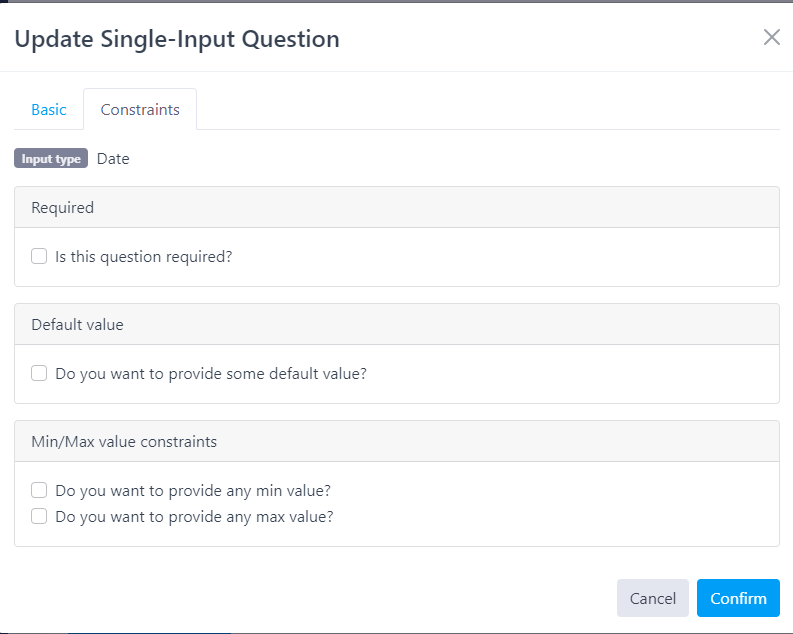 Editing the question constraints